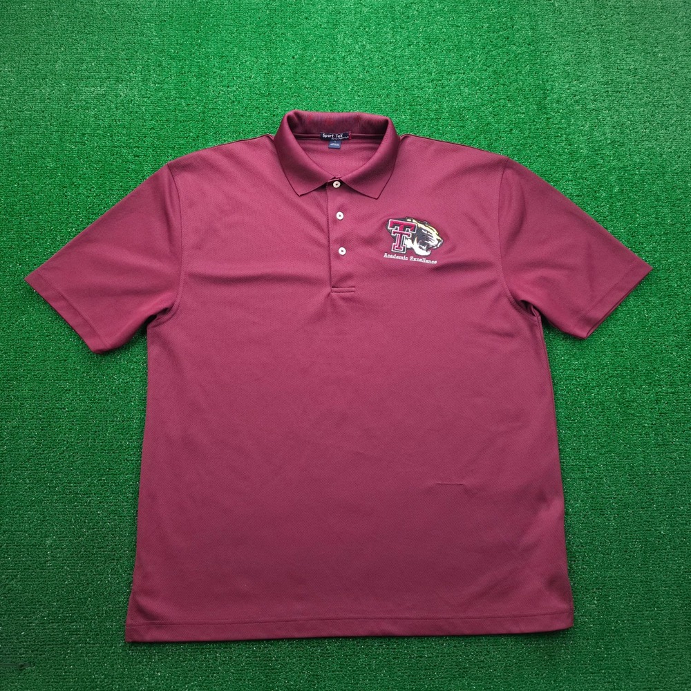 Terrebonne Tigers Polo Shirt Mens Large Maroon Short‎ Sleeve Embroidered Logo
